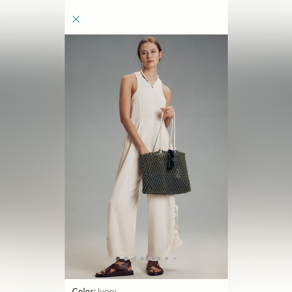 Anthropologie Daily Practice wide leg Ivory Jumpsuit